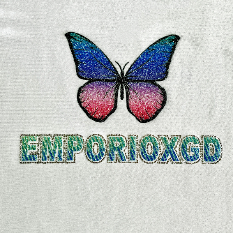 Shiny Glitter Butterfly with Gradient Colour Heat Transfer