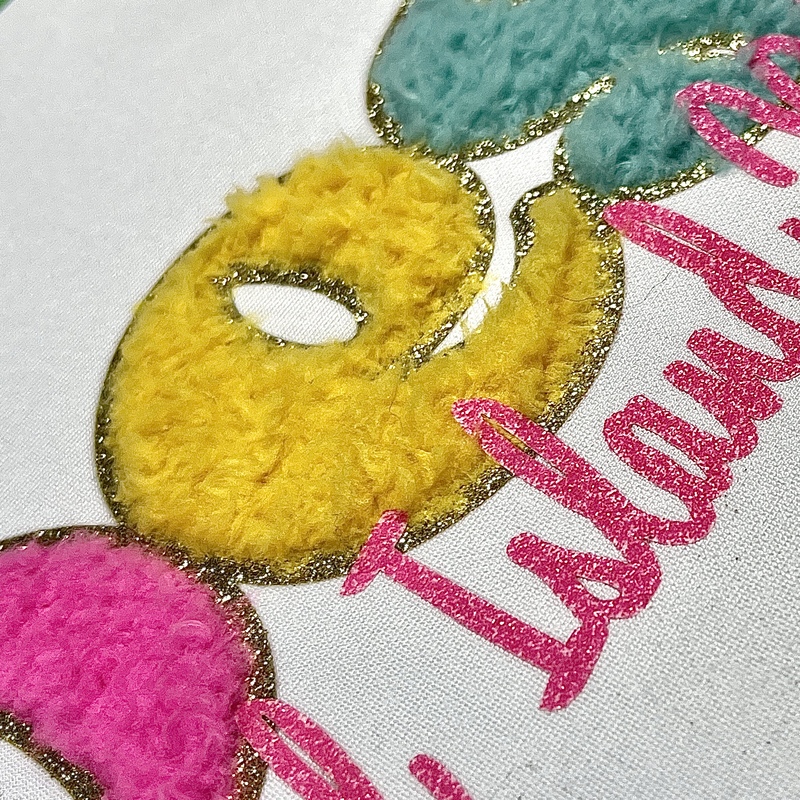 Plush Stickers Embroidery Chenille Embroidery Patch Heat Transfer