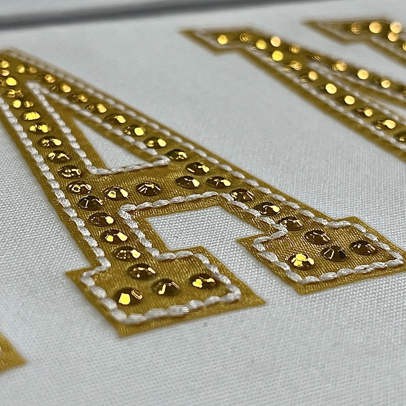 Fabric Patch Embroidery Patch with Rhinestone Heat Transfer