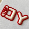 Red and White Textured Letter Logo Patch 