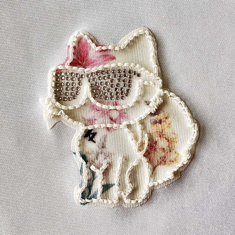 Multi-colour Kitten Embroidery Patch Heat Transfer