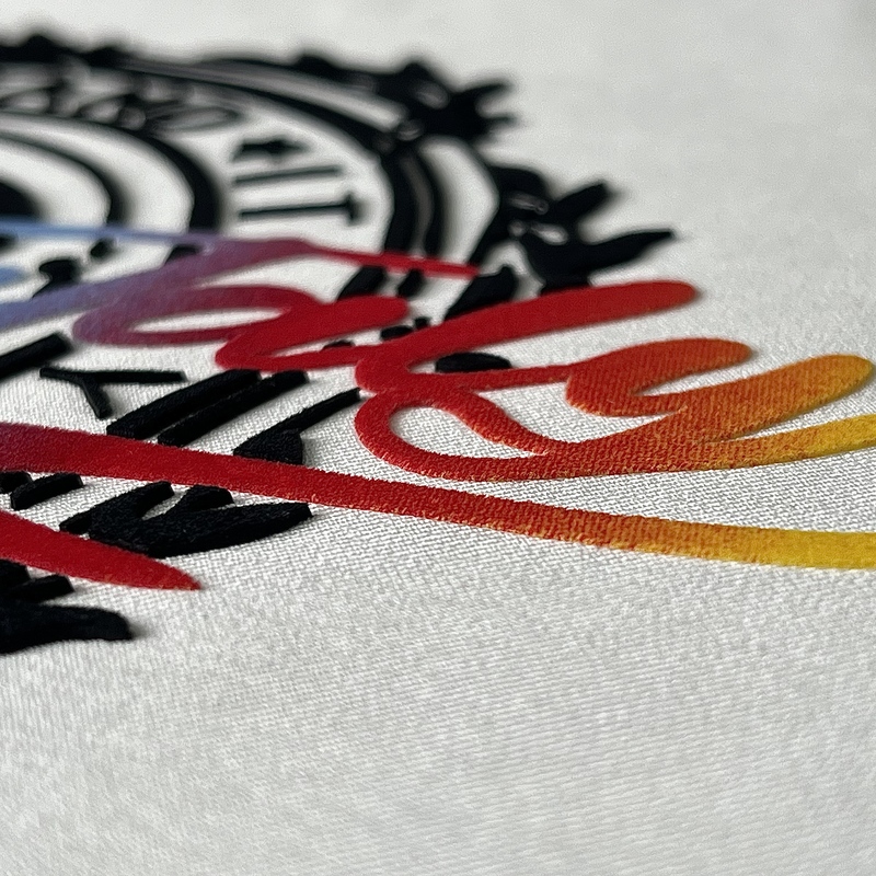 3D Custom Gradient Full Colour Flock Heat Transfer for Fashionwear 