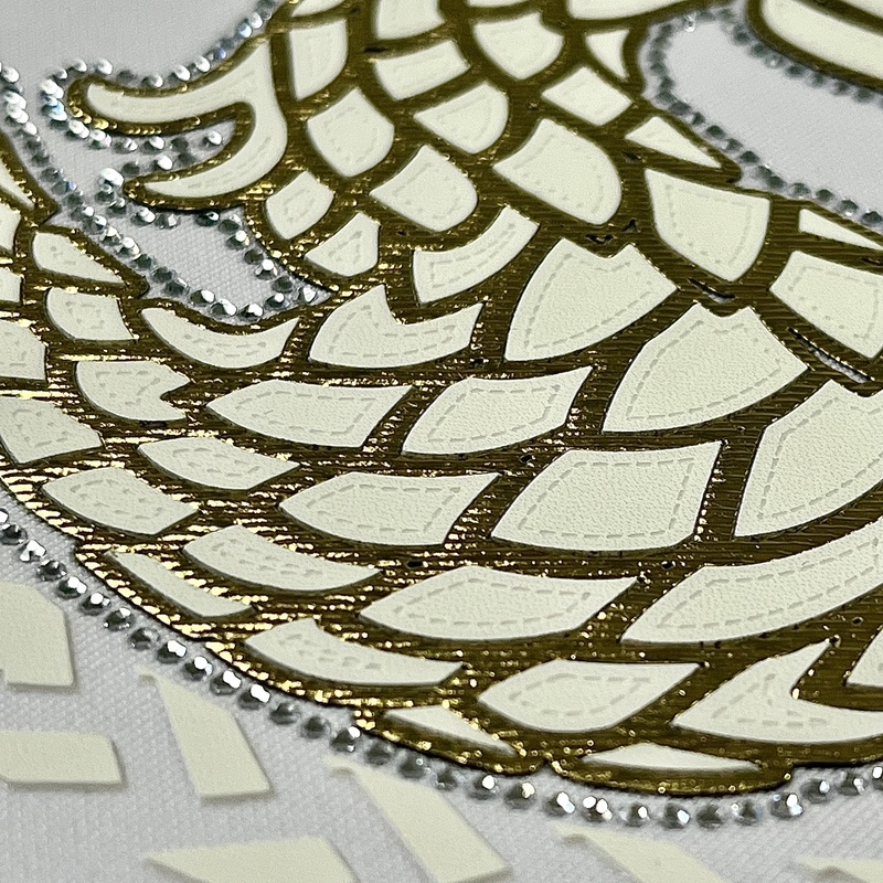 3D Custom Foil Golden Dragon Heat Transfer for Fashionwear 