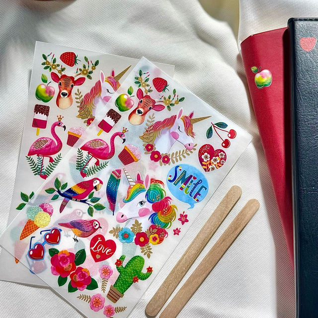 Customised Colorful Whimsy World Rub-on Stickers for Greeting Cards