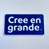 Blue And White Text-only Flock And Tatami Fabric Badge