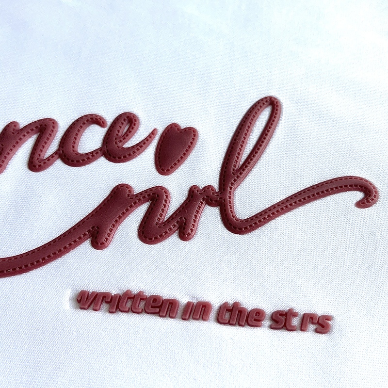 3D Brownish-red Lettering Silicone Sew On Iron Patches for Garments