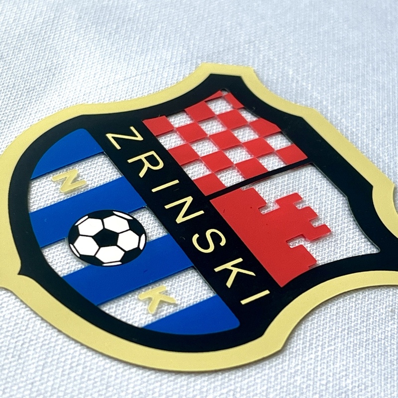 3D Soccer-themed Shield Silicone Sew On Iron Patches for Sportswear Uniforms