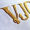 3D Gold Floral-embossed Lettering Silicone Sew On Iron Patches for Apparel