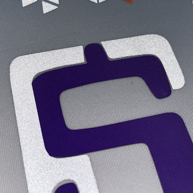 Custom Purple Letter Reflective Heat Transfers for Jersey Series