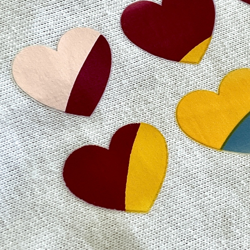 Heart Pattern UV Light Colour Changing Heat Transfers for Fashion Design