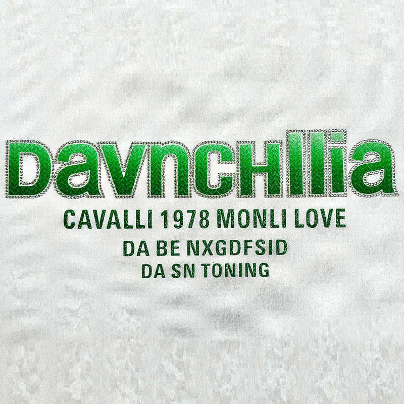 3D Green Fabric Heat Transfer Stickers with Rhinestone and Glitter for Fashionwear