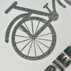Shiny Glitter Silver Bicycle with Glossy Letter Patch Heat Transfer for Fashionwear 