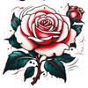 Custom Multicolor Red And White Rose Tattoo Stickers