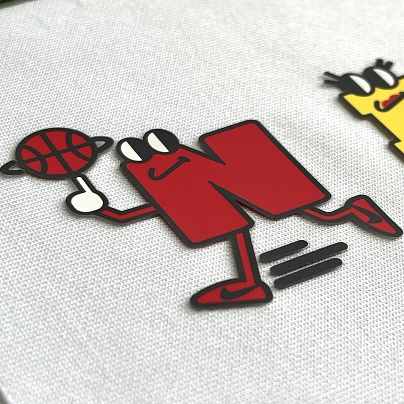 3D Multi-color Cartoon Rubber Silicone Patches Iron-on Club Badges with Raised Letters for Sportswear Teamwear Uniform