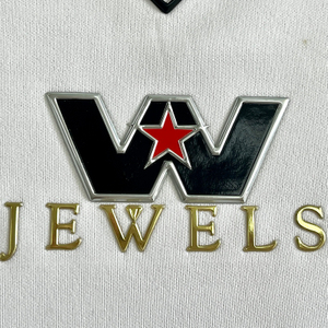 3D Metallic Golden TPU Patches Sports Badges embossed Metallic High Frequency for Sportswear Garments Uniforms