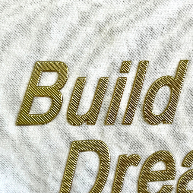Metallic Gold Embossed Letters Iron - on Badge