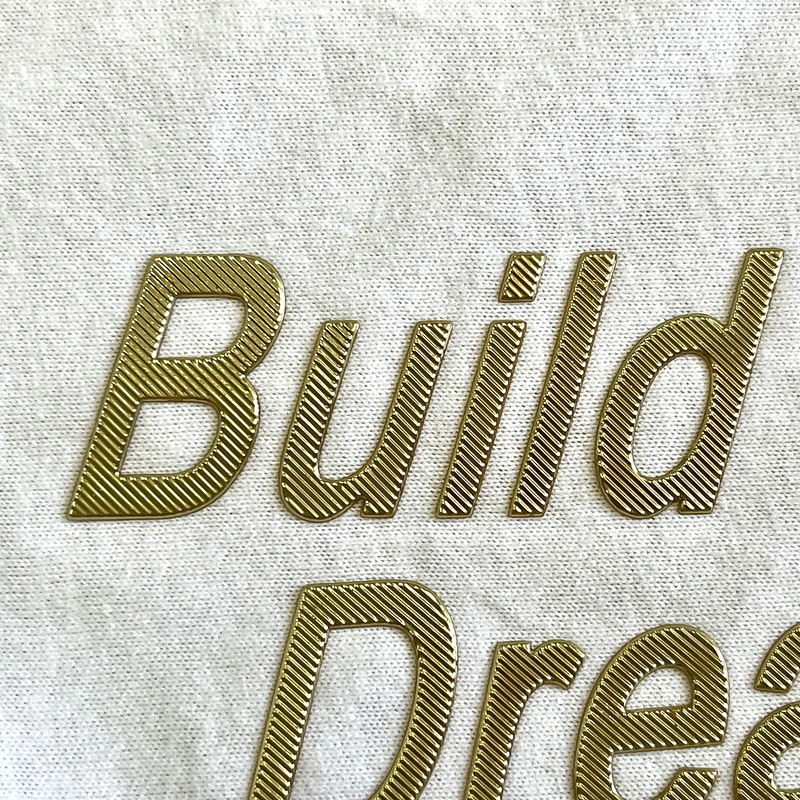 Metallic Gold Embossed Letters Iron - on Badge