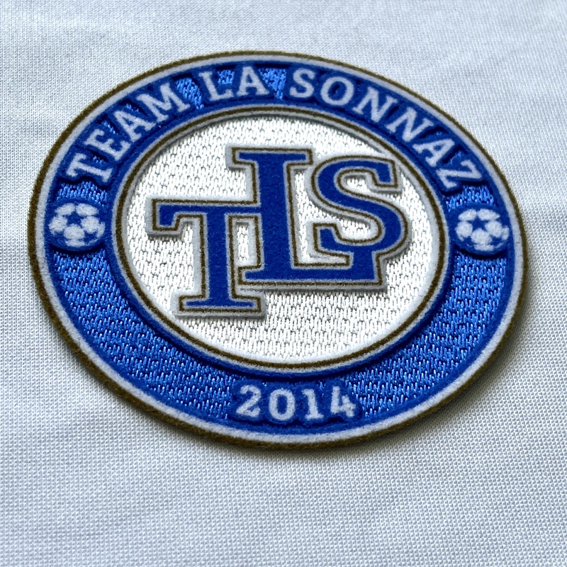 3D Blue and White Flock and Tatami Fabric Patches Sports Patches Iron On Sew On Patches for Garments Sportswear Uniforms