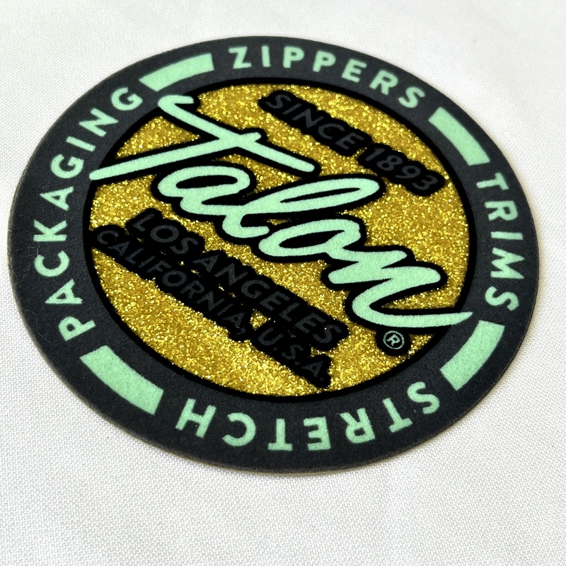 3D Circular Shiny Gold Flock And Tatami Fabric Badges for Garments Sportswear Teamwear