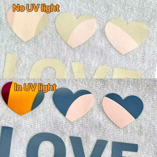 Letter Pattern UV Light Colour Changing Heat Transfers for Bag Decoration