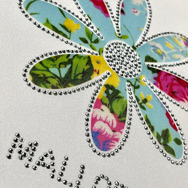 Multi-layer Flower And Shark Design Heat Transfer with Rhinestones