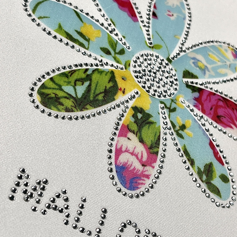 Multi-layer Flower And Shark Design Heat Transfer with Rhinestones