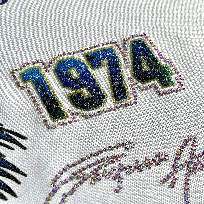 Shiny Glitter Vivid Gradient Eagle with Rhinestone Heat Transfer