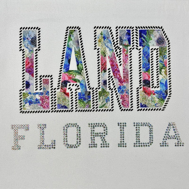 Full Colour Fabric Letter Design with Glitter and Rhinestone Heat Transfer