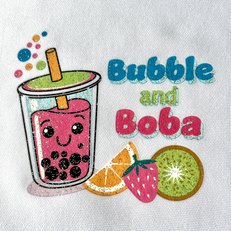 Cute Bubble Tea Letter Glitter Art Prints 