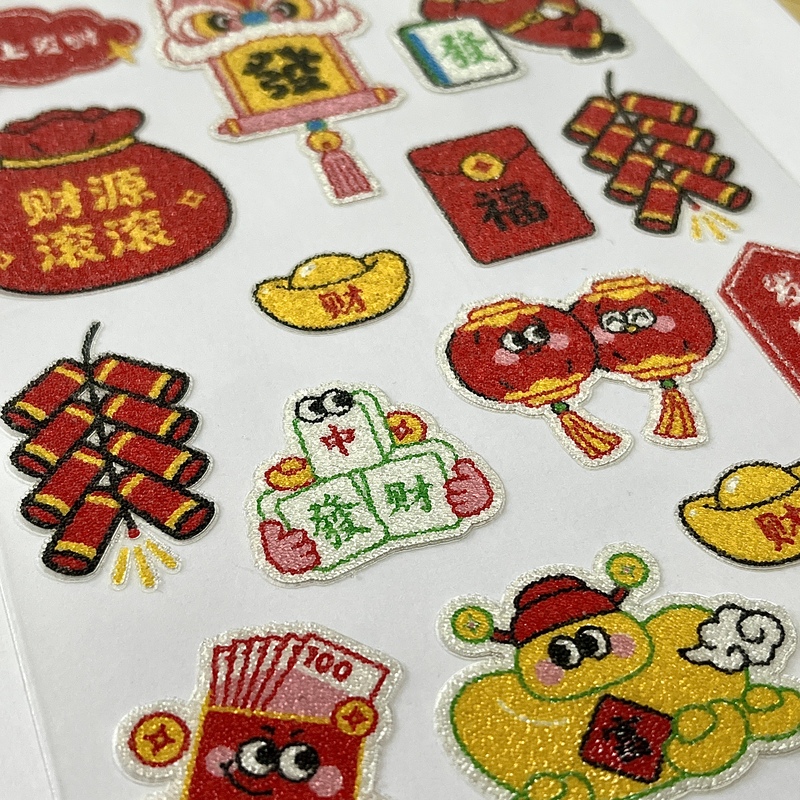 3D In-stock Customizable Chinese New Year Caviar Stickers for DIY Handicrafts