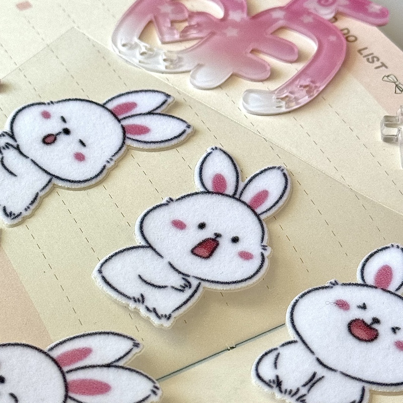 Customised Cartoon Bunnies Furry Stickers for Journal Handicrafts