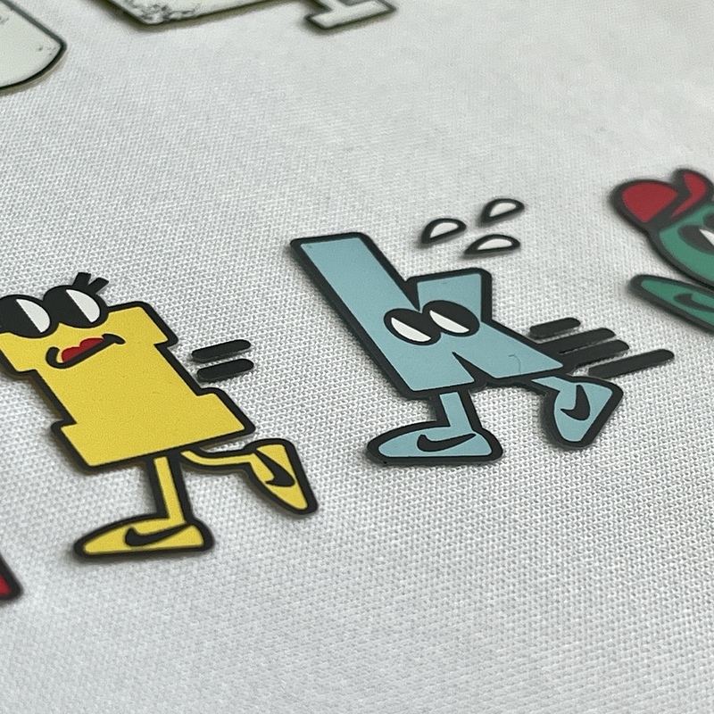 3D Multi-color Cartoon Rubber Silicone Patches Iron-on Club Badges with Raised Letters for Sportswear Teamwear Uniform