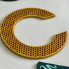 3D Yellow Letter Moulding Silicone Patches Heat Transfer Logo Patches for Fashion Brand Garments Caps Bags
