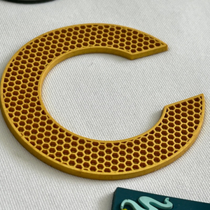 3D Yellow Letter Moulding Silicone Patches Heat Transfer Logo Patches for Fashion Brand Garments Caps Bags