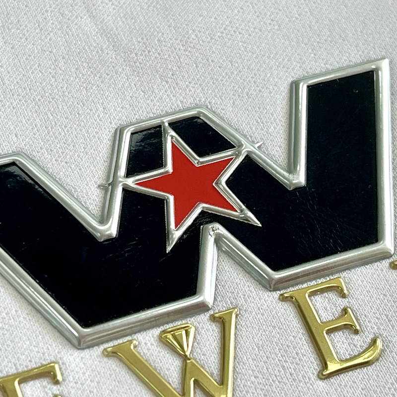 3D Metallic Golden TPU Patches Sports Badges embossed Metallic High Frequency for Sportswear Garments Uniforms