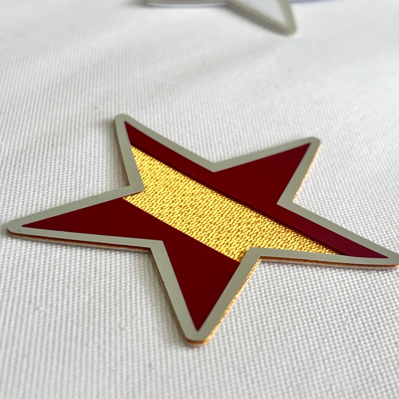 3D Star-designed Red-Gold Sew On Iron Patches for Apparel