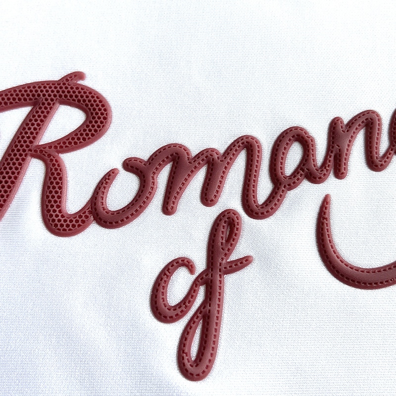3D Brownish-red Lettering Silicone Sew On Iron Patches for Garments