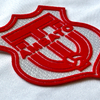 Football Red Flock And Tatami Fabric Patches for Baseball Jacket Logo