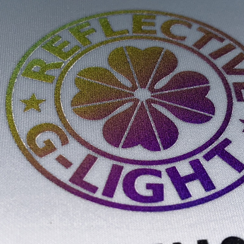 Four-leaf Clover Plant Logo Rainbow Reflective Heat Transfers for Sportswear
