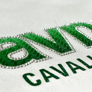 3D Green Fabric Heat Transfer Stickers with Rhinestone and Glitter for Fashionwear