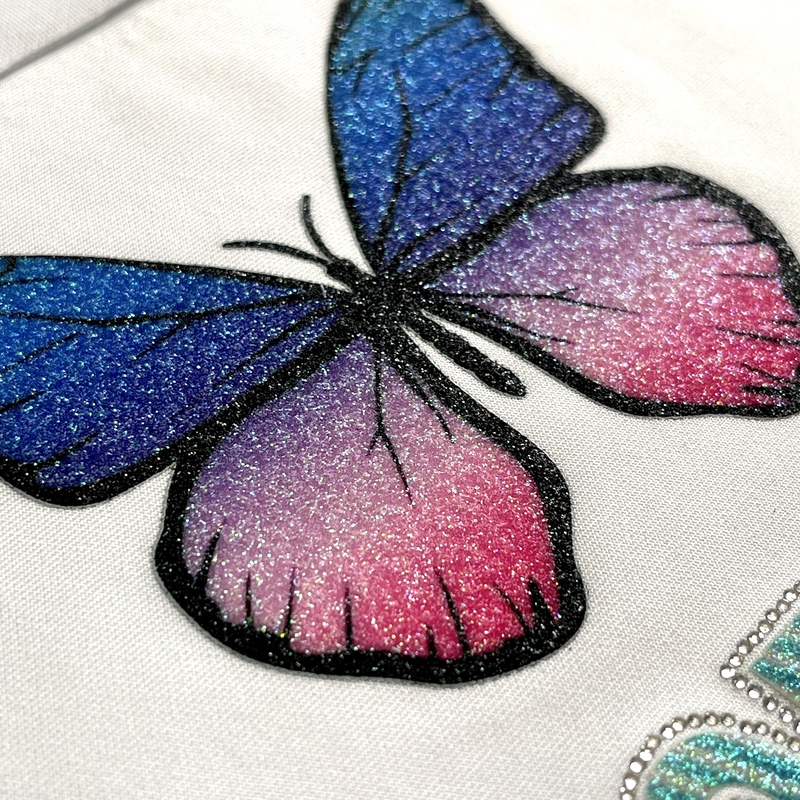 Shiny Glitter Butterfly with Gradient Colour Heat Transfer