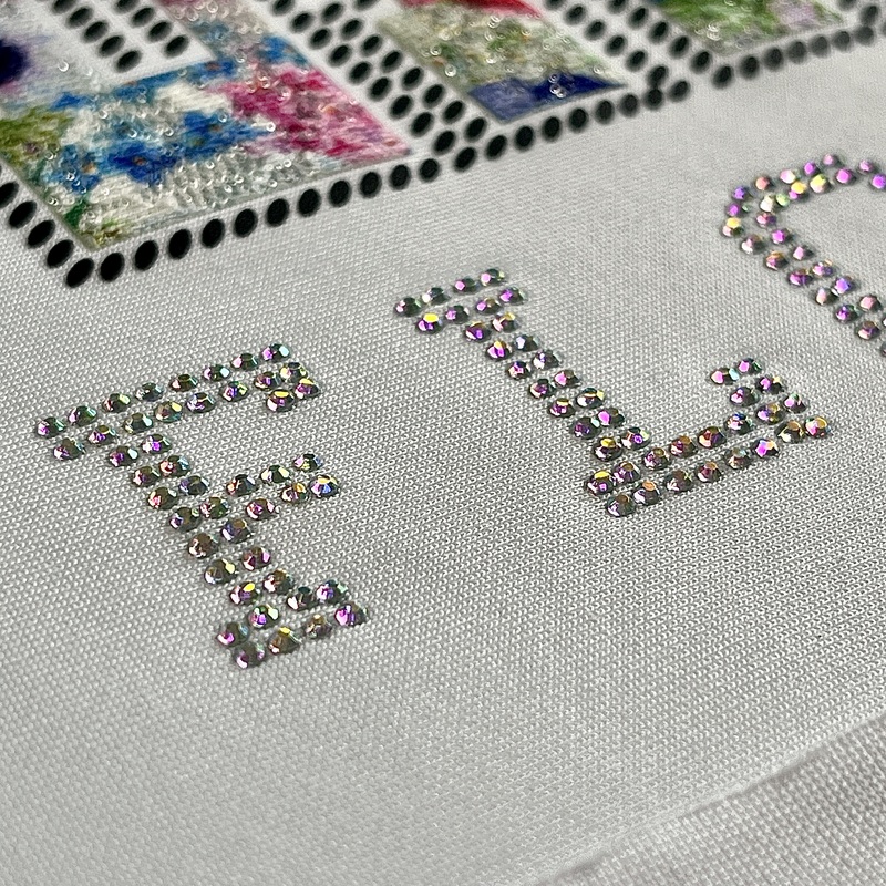 Full Colour Fabric Letter Design with Glitter and Rhinestone Heat Transfer