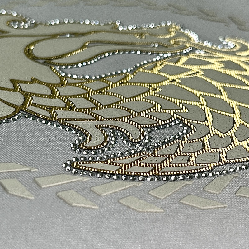 3D Custom Foil Golden Dragon Heat Transfer for Fashionwear 
