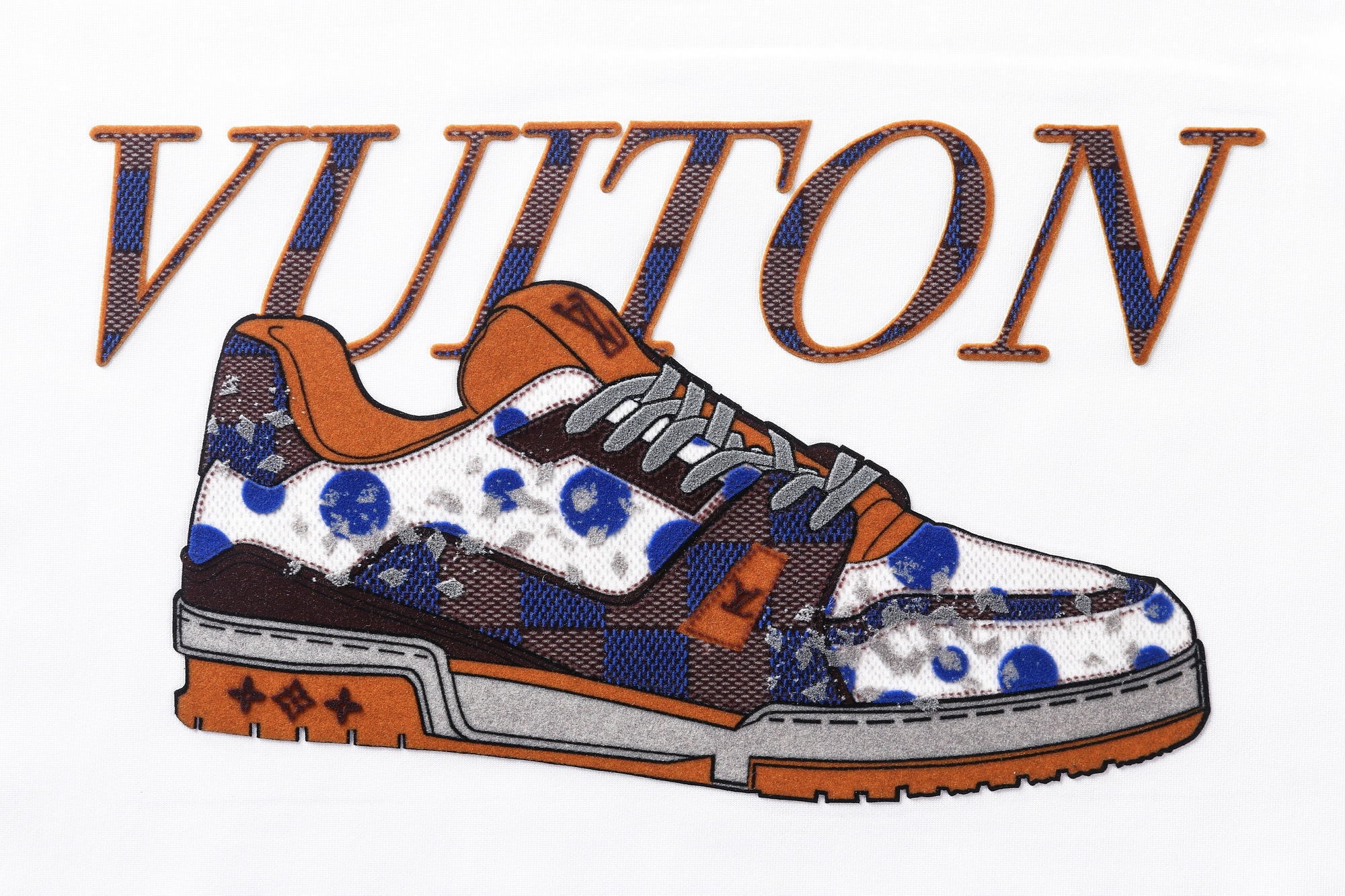 Vuitton 5D Flock Shoe Pattern Heat Transfer Patch