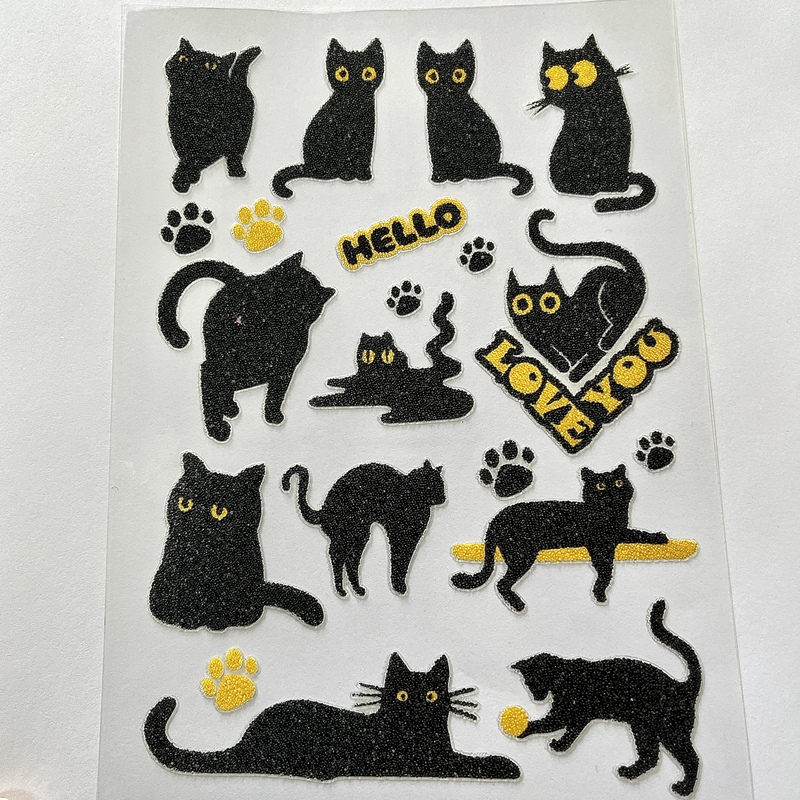 3D In-stock Customizable Adorable Cat Caviar Stickers for DIY Handicrafts