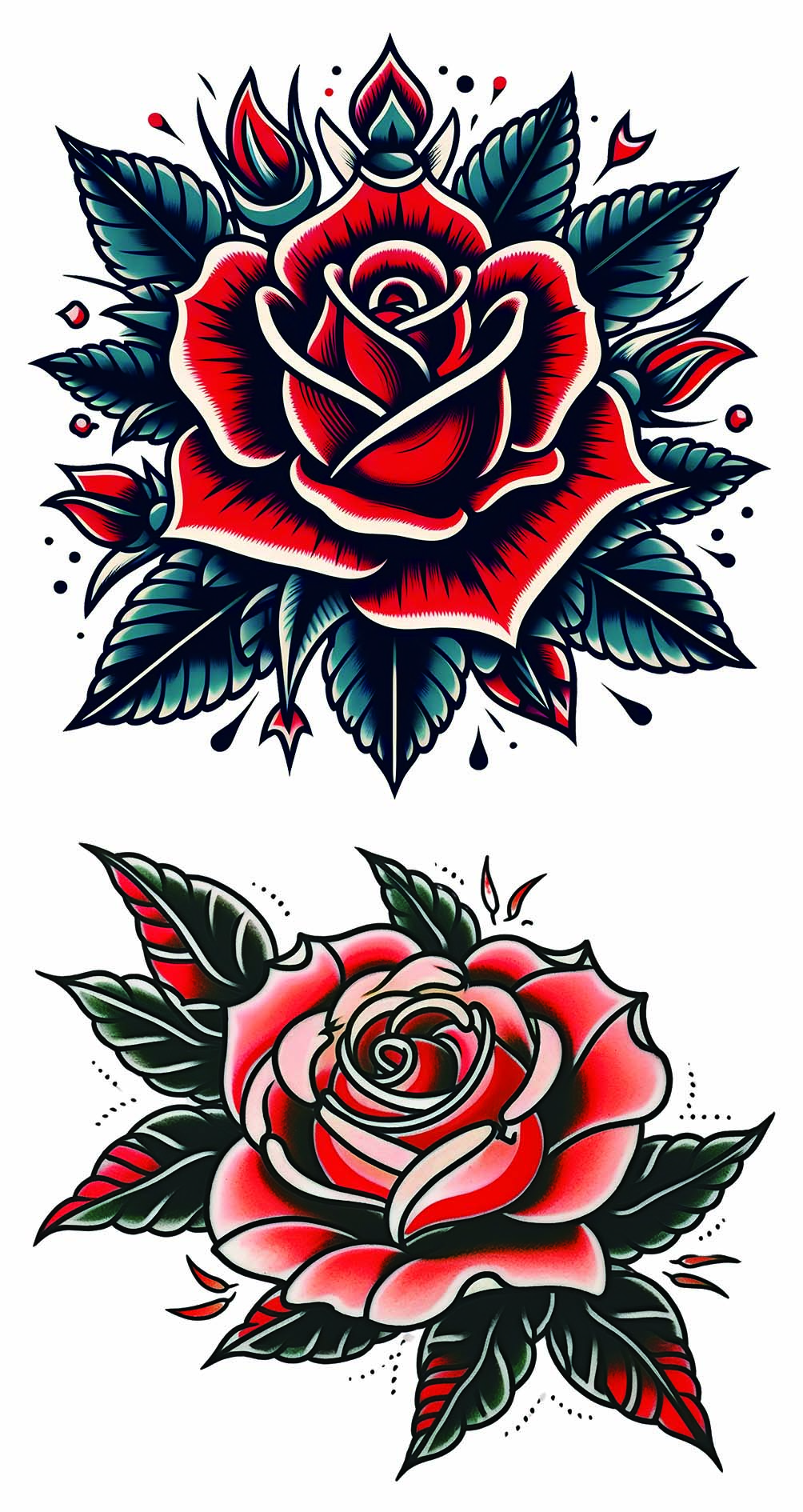 Custom Dark Pink Rose Tattoo Stickers Pattern Design